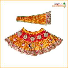 Cotton Frill Jarkan Moti Cutdana Booti Work Bandhej Multicolor Lehnga Patka