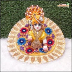 Blended Cotton Frill Moti Cutdana Thread Work Yellow Laddu Gopal Poshak