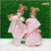 Cotton Plain Thread Work Baby Pink Jugal Jodi Poshak