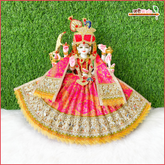 Cotton Fancy Brocade Thread Mirror Work Magenta Lehnga Patka