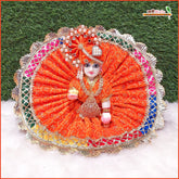 Shaneel Thread Sitara Lace Work Orange Laddu Gopal Poshak