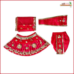 Cotton Frill Lace Kundan Mirror Work Red Jugal Jodi Poshak