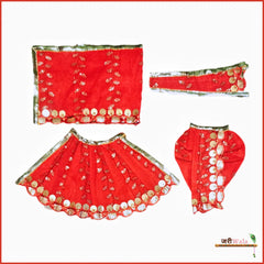 Cotton Thread Sitara Work Red Jugal Jodi Poshak