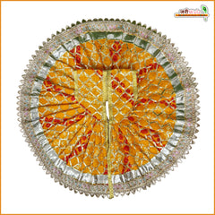 Bandhej Lace Work Yellow Laddu Gopal Poshak