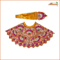 Blended Moti Cutdana Heavy Work Dark Orange Lehnga Patka