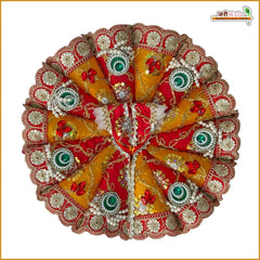 Blended Cone Thread Sitara Work Multicolor Laddu Gopal Poshak With Pagdi