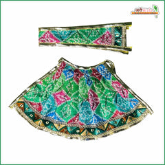 Bandhej Lace Work Multicolor Lehnga Patka