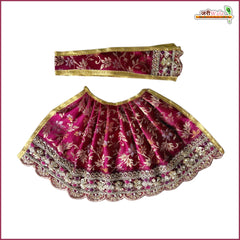 Blended Thread Lace Work Wine Lehenga Patka