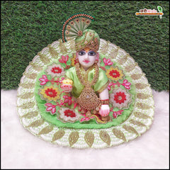 Blended Cotton Frill Moti Cutdana Thread Work Light Green Laddu Gopal Poshak
