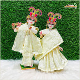 Cotton Plain Thread Work Lemon Jugal Jodi Poshak