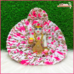 Cotton Frill Floral Print Laddu Gopal Poshak With Pagdi & Patka
