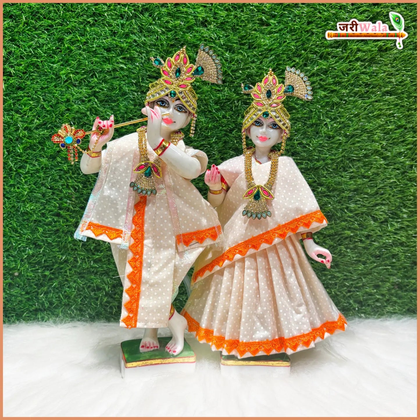 Coton Plain Dot Peach Jugal Jodi Poshak