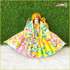 Holi Special Cotton Floral Print Yellow (Multicolor) Lehnga Patka
