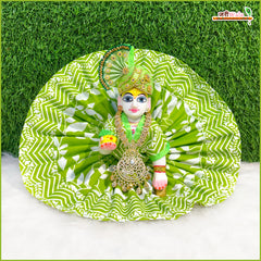 Cotton Leaf Print Green Laddu Gopal Poshak