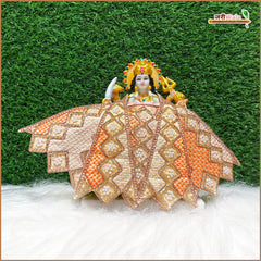 Cotton Thread Moti Cutdana Work Peach Lehnga Patka