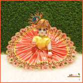 Blended Lace Jarkan Work Gajri Laddu Poshak With Patka