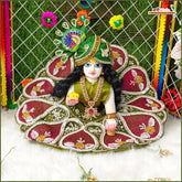Blended Frill Thread Sitara Moti Work Multicolor Laddu Gopal Poshak With Pagdi