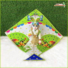 Blended Fancy Kite Digital Print Jarkan Work Light Green Poshak With Pagdi & Patka