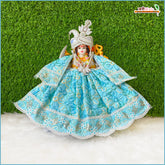 Blended Thread Sitara Lace Work Light Blue Lehnga Patka