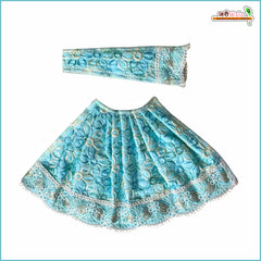 Blended Thread Sitara Lace Work Light Blue Lehnga Patka
