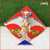Blended Fancy Kite Digital Print Jarkan Work Red Poshak With Pagdi & Patka