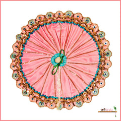 Blended Lace Jarkan Work Baby Pink Laddu Poshak With Patka