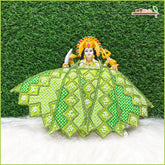 Cotton Thread Moti Cutdana Work Light Green Lehnga Patka