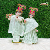 Cotton Plain Thread Work Sea Green Jugal Jodi Poshak