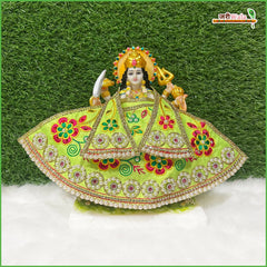 Cotton Thread Moti Jarkan Work Light Green Lehnga Patka