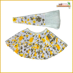 Cotton Frill Floral Print Lehnga Patka