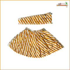 Cotton Color Print Yellow Lehnga Patka