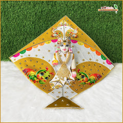 Blended Fancy Kite Digital Print Jarkan Work Golden Poshak With Pagdi & Patka