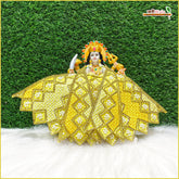 Cotton Thread Moti Cutdana Work Lemon Lehnga Patka