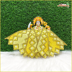 Cotton Thread Moti Cutdana Work Lemon Lehnga Patka