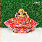 Cotton Thread Moti Cutdana Work Red Lehnga Patka