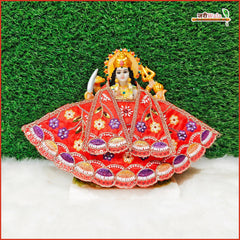 Cotton Thread Moti Cutdana Work Red Lehnga Patka