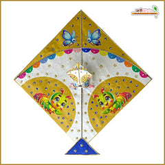 Blended Fancy Kite Digital Print Jarkan Work Golden Poshak With Pagdi & Patka