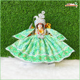 Blended Thread Sitara Lace Work Light Green Lehnga Patka