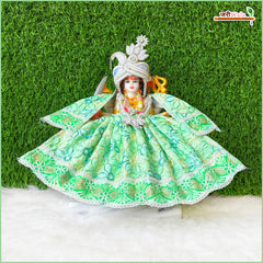 Blended Thread Sitara Lace Work Light Green Lehnga Patka