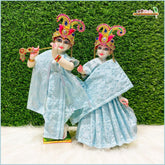 Cotton Plain Thread Work Light Blue Jugal Jodi Poshak