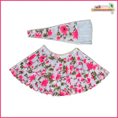 Cotton Frill Floral Print Lehnga Patka