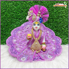 Blended Net Thread Sitara Cutdana Work LilacLaddu Gopal Poshak With Patka & Pagdi