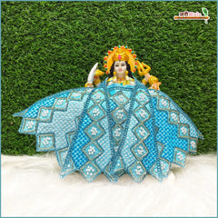 Cotton Thread Moti Cutdana Work Light Blue Lehnga Patka