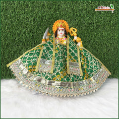 Bandhej Lace Work Green Lehnga Patka