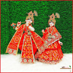 Bandhej Thread Booti Work Jugal Jodi Poshak