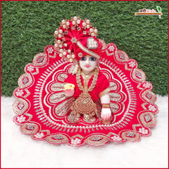 Shaneel Thread Sitara Stone Work Red Laddu Gopal Poshak
