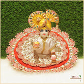 Blended Frill Thread Lace Work Cream & Orange Poshak