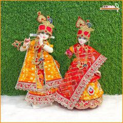 Cotton Frill Jarkan Moti Cutdana Booti Work Bandhej Multicolor Jugal Jodi Poshak