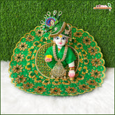 Blended Thread Dabka Sitara Stone Work Dark Green Laddu Gopal Poshak