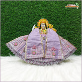 Blended Frill Net Sitara Booti Kundan Work Lavender Lehenga Patka